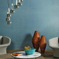 25-102  ILLU -TEXTIL-Wandbeläge  Buch 804 <br /> MODERNER - TEXTIL-Wandbelag in BLAU - Streifen in SILBER-Folie gedruckt